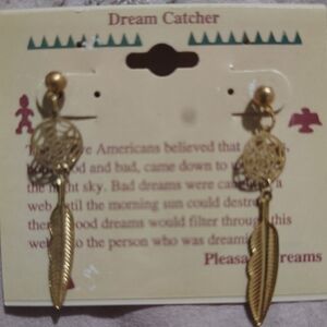 Dream Catcher Gold Tone Earrings
